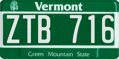 VT license plate ZTB716