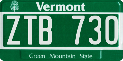 VT license plate ZTB730