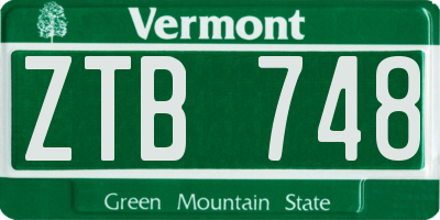 VT license plate ZTB748