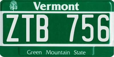 VT license plate ZTB756