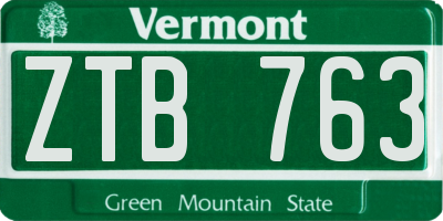 VT license plate ZTB763