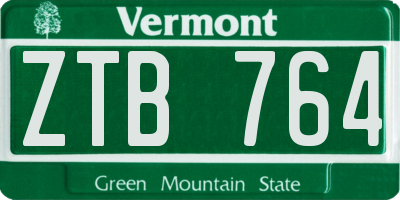 VT license plate ZTB764