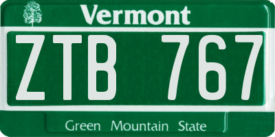 VT license plate ZTB767