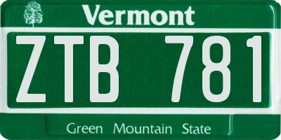VT license plate ZTB781