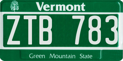 VT license plate ZTB783