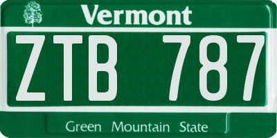 VT license plate ZTB787