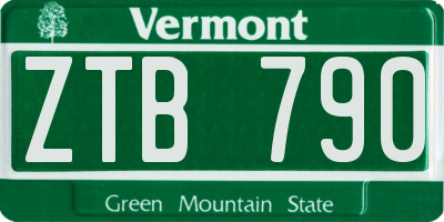 VT license plate ZTB790