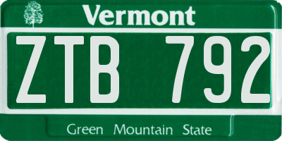 VT license plate ZTB792