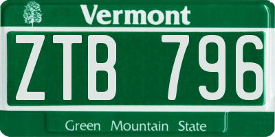 VT license plate ZTB796