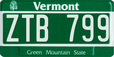VT license plate ZTB799