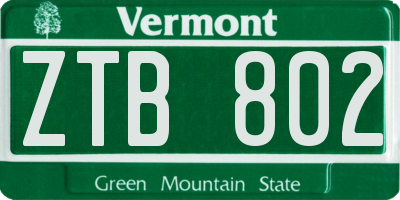 VT license plate ZTB802