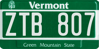 VT license plate ZTB807