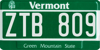 VT license plate ZTB809