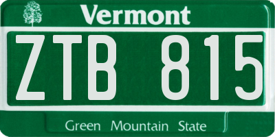 VT license plate ZTB815