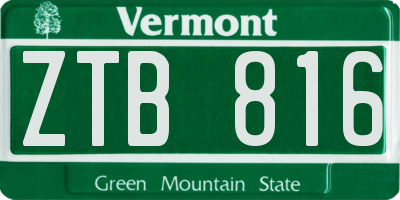 VT license plate ZTB816