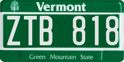 VT license plate ZTB818