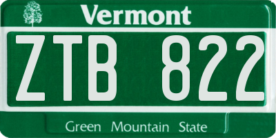 VT license plate ZTB822