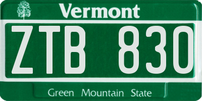 VT license plate ZTB830