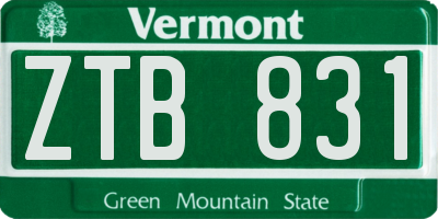 VT license plate ZTB831