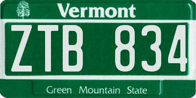 VT license plate ZTB834