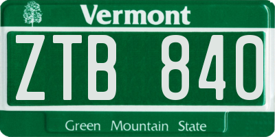 VT license plate ZTB840