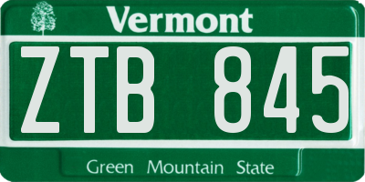 VT license plate ZTB845
