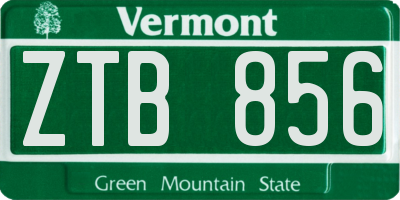 VT license plate ZTB856