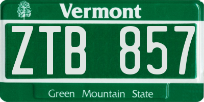 VT license plate ZTB857