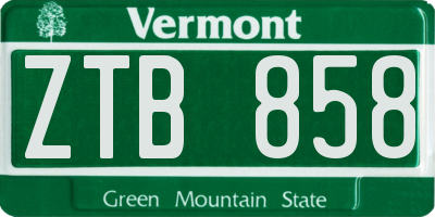 VT license plate ZTB858