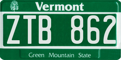 VT license plate ZTB862