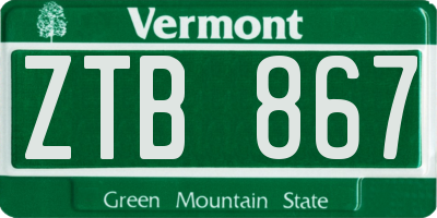 VT license plate ZTB867