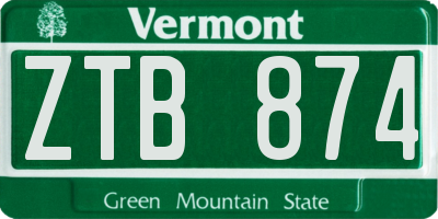 VT license plate ZTB874