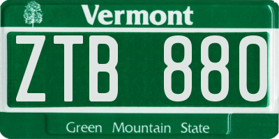 VT license plate ZTB880