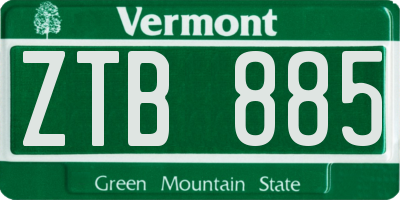 VT license plate ZTB885