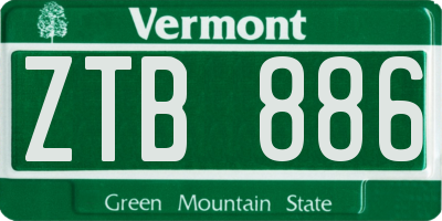 VT license plate ZTB886