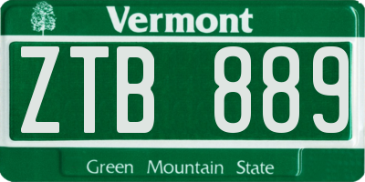 VT license plate ZTB889