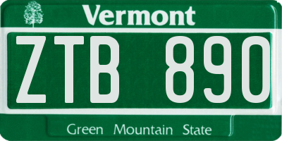 VT license plate ZTB890