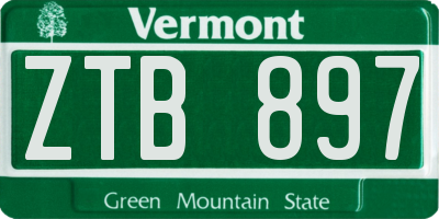 VT license plate ZTB897