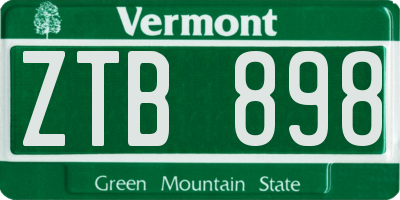 VT license plate ZTB898