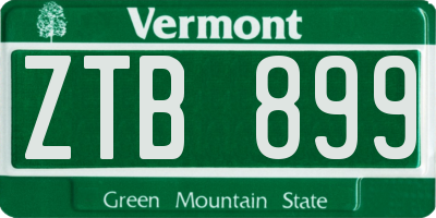 VT license plate ZTB899