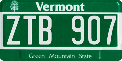 VT license plate ZTB907