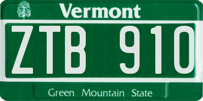 VT license plate ZTB910