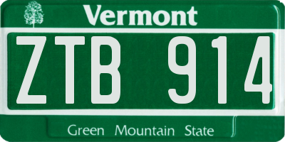 VT license plate ZTB914