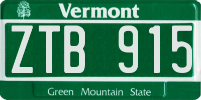 VT license plate ZTB915