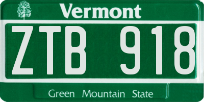 VT license plate ZTB918