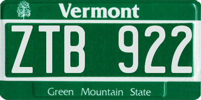 VT license plate ZTB922