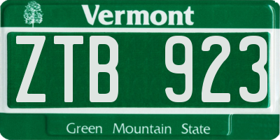 VT license plate ZTB923
