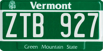VT license plate ZTB927