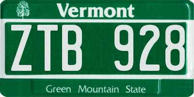 VT license plate ZTB928