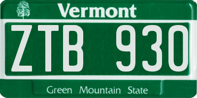 VT license plate ZTB930